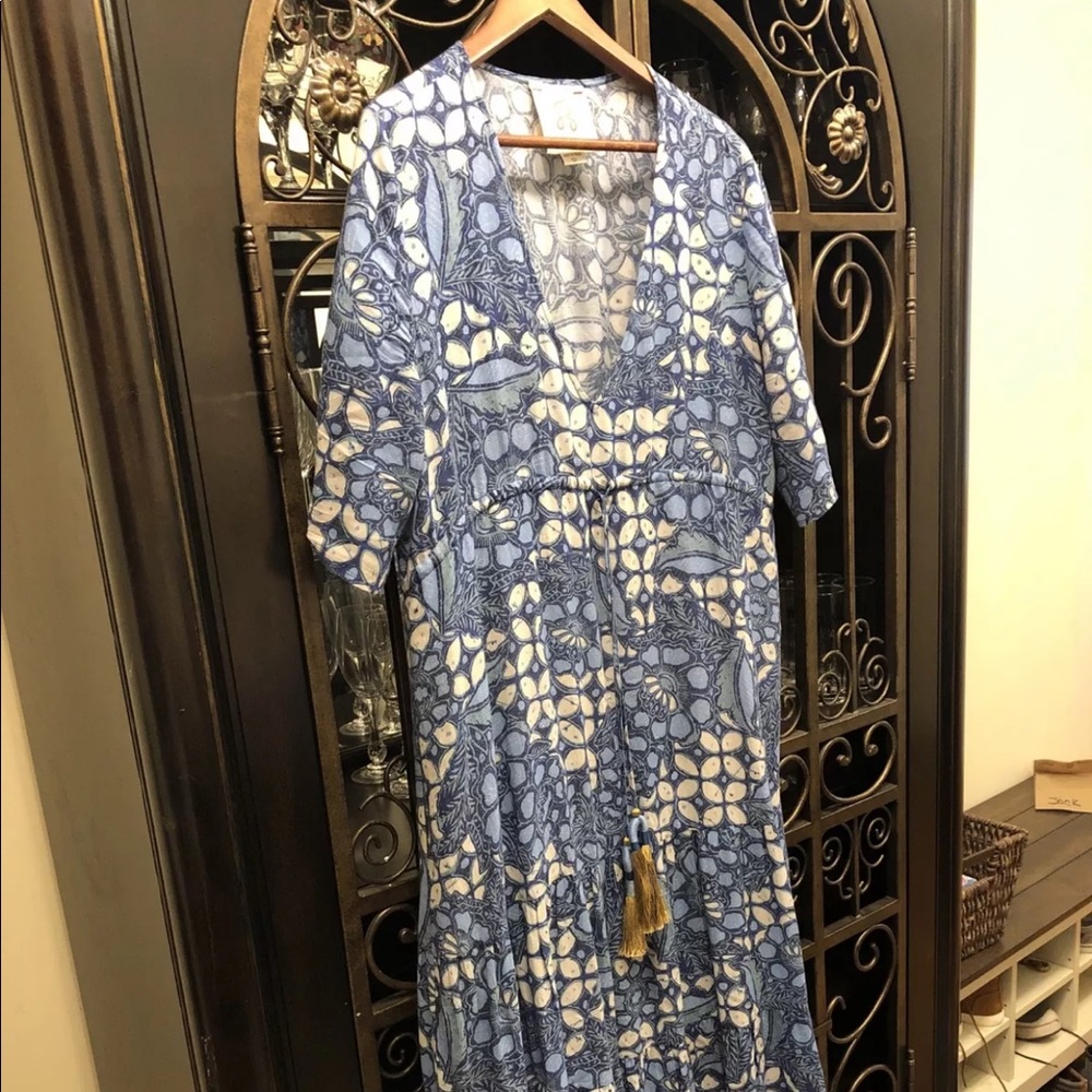 FIGUE Zellie maxi cotton ocean blue dress